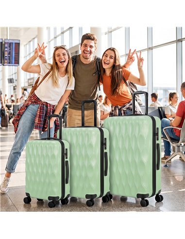 HOMCOM 3-Piece Suitcase Set, Hard Shell Carry On & Checked Luggage Set with TSA Lock, 20/24/28 Inch, Green