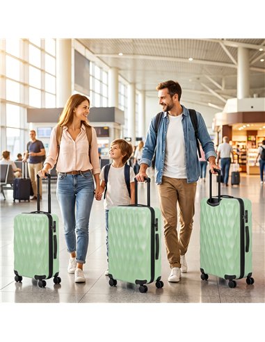 HOMCOM 3-Piece Suitcase Set, Hard Shell Carry On & Checked Luggage Set with TSA Lock, 20/24/28 Inch, Green