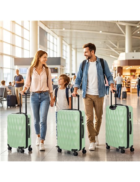 HOMCOM 3-Piece Suitcase Set, Hard Shell Carry On & Checked Luggage Set with TSA Lock, 20/24/28 Inch, Green - pic 212091 | FastDaddyshop