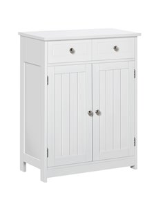 Kleankin Bathroom Free-Standing Storage Cabinet with 2 Drawers, Adjustable Shelf, White