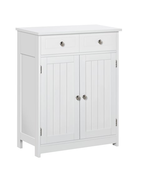 Kleankin Bathroom Free-Standing Storage Cabinet with 2 Drawers, Adjustable Shelf, White - pic 21210 | FastDaddyshop