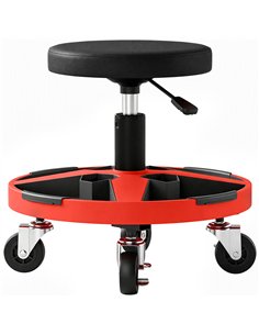 HOMCOM Rolling Mechanic Stool, 40-52 cm Height Adjustable Workshop Stool, 135kg 360° Swivel Roller Padded Creeper Seat, Black