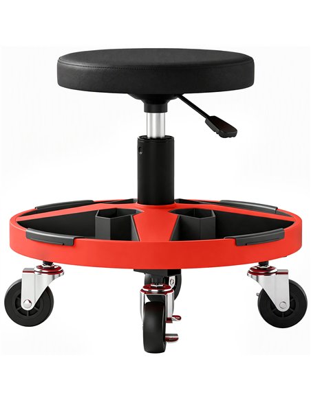 HOMCOM Rolling Mechanic Stool, 40-52 cm Height Adjustable Workshop Stool, 135kg 360° Swivel Roller Padded Creeper Seat, Black - pic 212101 | FastDaddyshop