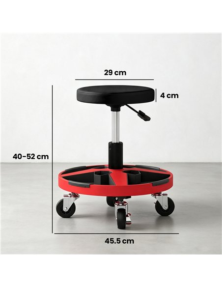 HOMCOM Rolling Mechanic Stool, 40-52 cm Height Adjustable Workshop Stool, 135kg 360° Swivel Roller Padded Creeper Seat, Black - pic 212103 | FastDaddyshop