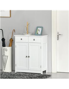 Kleankin Bathroom Free-Standing Storage Cabinet with 2 Drawers, Adjustable Shelf, White 2