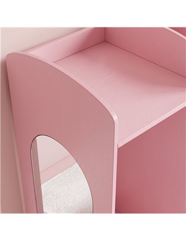 AIYAPLAY Kids Dressing Table, 3-in-1 Kids Vanity Set with Stool, 2-Colour Lights Mirror, Clothes Rack for Ages 3-8, Pink