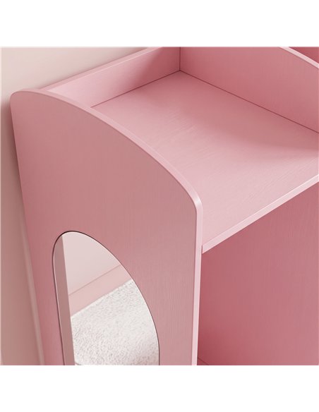 AIYAPLAY Kids Dressing Table, 3-in-1 Kids Vanity Set with Stool, 2-Colour Lights Mirror, Clothes Rack for Ages 3-8, Pink - pic 212136 | FastDaddyshop