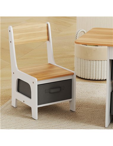 AIYAPLAY Kids Table and Chair Set, Toddler Table and 2 Chairs Set with 6 Removable Drawers, for Boys Girls Ages 3-8, Natural