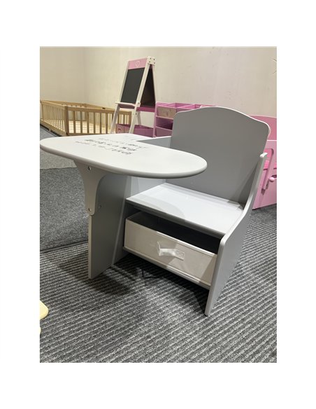 AIYAPLAY Kids Table and Chair Set, Children Desk and Chair with Storage Bins for Playing, Reading, Painting, for Ages 3-5, Grey - pic 212175 | FastDaddyshop