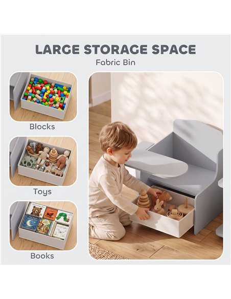 AIYAPLAY Kids Table and Chair Set, Children Desk and Chair with Storage Bins for Playing, Reading, Painting, for Ages 3-5, Grey - pic 212177 | FastDaddyshop