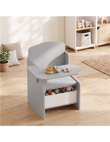 AIYAPLAY Kids Table and Chair Set, Children Desk and Chair with Storage Bins for Playing, Reading, Painting, for Ages 3-5, Grey - pic 212180 | FastDaddyshop