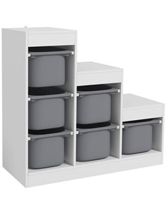 AIYAPLAY Toy Storage Organiser, Three-Layer Kids Toy Storage Units, with Removable Bins, for Ages 3-8 Years, Grey