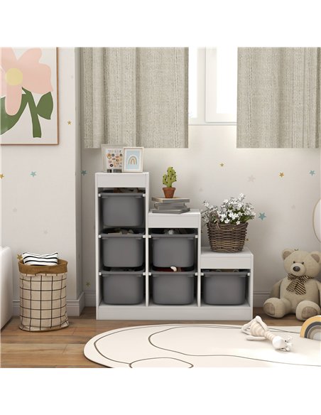 AIYAPLAY Toy Storage Organiser, Three-Layer Kids Toy Storage Units, with Removable Bins, for Ages 3-8 Years, Grey - pic 212189 | FastDaddyshop