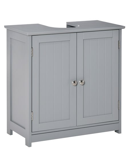 Kleankin Under-Sink Storage Cabinet with Adjustable Shelf, Drain Hole, Grey - pic 21219 | FastDaddyshop