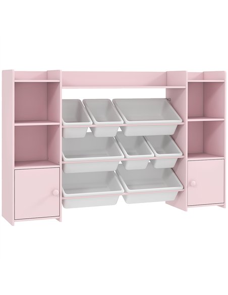 AIYAPLAY Kids Toy Organizers and Storage with 8 Removable Storage Bins and Bookshelf, Pink - pic 212191 | FastDaddyshop