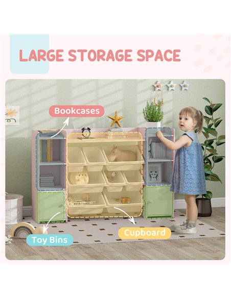 AIYAPLAY Kids Toy Organizers and Storage with 8 Removable Storage Bins and Bookshelf, Pink - pic 212194 | FastDaddyshop