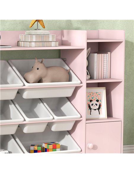 AIYAPLAY Kids Toy Organizers and Storage with 8 Removable Storage Bins and Bookshelf, Pink - pic 212197 | FastDaddyshop