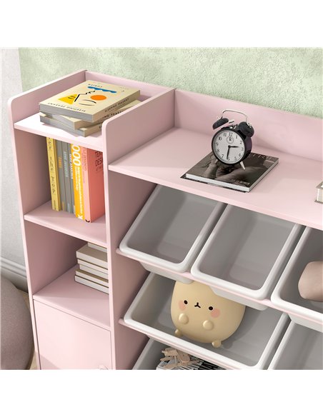 AIYAPLAY Kids Toy Organizers and Storage with 8 Removable Storage Bins and Bookshelf, Pink - pic 212198 | FastDaddyshop