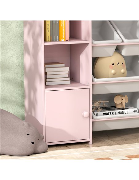 AIYAPLAY Kids Toy Organizers and Storage with 8 Removable Storage Bins and Bookshelf, Pink - pic 212199 | FastDaddyshop
