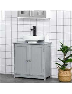 Kleankin Under-Sink Storage Cabinet with Adjustable Shelf, Drain Hole, Grey 2