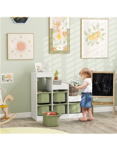 AIYAPLAY Toy Storage Organiser, Three-Layer Kids Toy Storage Units, with Removable Bins, for Ages 3-8 Years, Green
