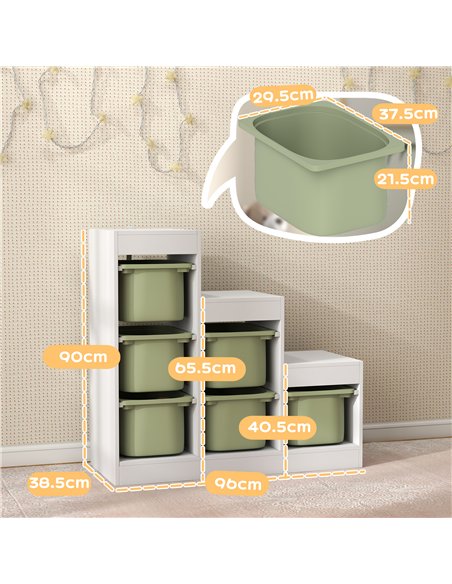 AIYAPLAY Toy Storage Organiser, Three-Layer Kids Toy Storage Units, with Removable Bins, for Ages 3-8 Years, Green - pic 212202 | FastDaddyshop
