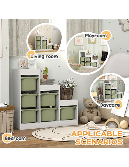 AIYAPLAY Toy Storage Organiser, Three-Layer Kids Toy Storage Units, with Removable Bins, for Ages 3-8 Years, Green - pic 212204 | FastDaddyshop