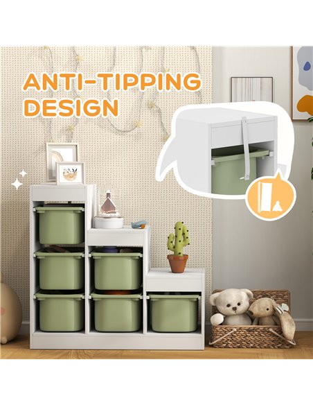 AIYAPLAY Toy Storage Organiser, Three-Layer Kids Toy Storage Units, with Removable Bins, for Ages 3-8 Years, Green - pic 212205 | FastDaddyshop