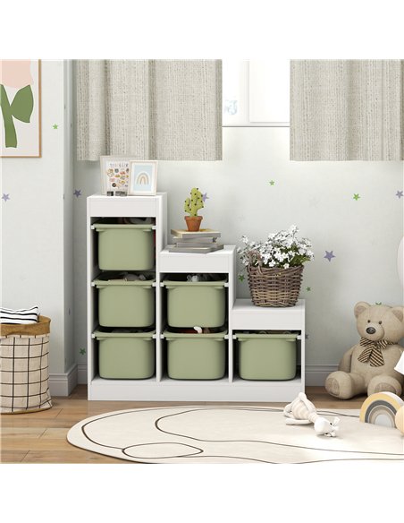 AIYAPLAY Toy Storage Organiser, Three-Layer Kids Toy Storage Units, with Removable Bins, for Ages 3-8 Years, Green - pic 212207 | FastDaddyshop