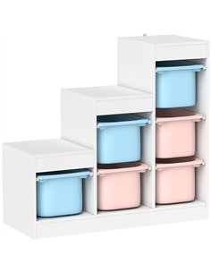 AIYAPLAY Toy Storage Organiser, Three-Layer Kids Toy Storage Units, with Removable Bins, for Ages 3-8 Years, Multi-colour