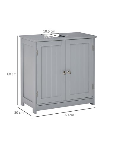 Kleankin Under-Sink Storage Cabinet with Adjustable Shelf, Drain Hole, Grey
