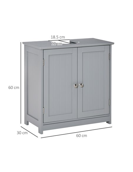 Kleankin Under-Sink Storage Cabinet with Adjustable Shelf, Drain Hole, Grey - pic 21221 | FastDaddyshop