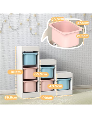 AIYAPLAY Toy Storage Organiser, Three-Layer Kids Toy Storage Units, with Removable Bins, for Ages 3-8 Years, Multi-colour