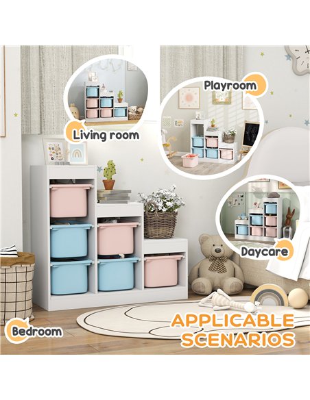 AIYAPLAY Toy Storage Organiser, Three-Layer Kids Toy Storage Units, with Removable Bins, for Ages 3-8 Years, Multi-colour - pic 212213 | FastDaddyshop