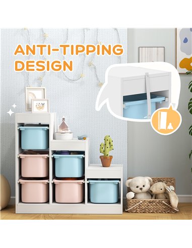 AIYAPLAY Toy Storage Organiser, Three-Layer Kids Toy Storage Units, with Removable Bins, for Ages 3-8 Years, Multi-colour