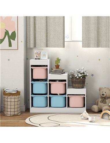 AIYAPLAY Toy Storage Organiser, Three-Layer Kids Toy Storage Units, with Removable Bins, for Ages 3-8 Years, Multi-colour