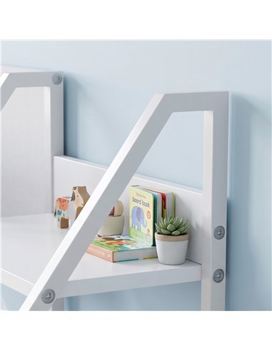 AIYAPLAY Kids Bookshelf and Toy Storage with 3-Tier Sling Book Rack and Fabric Drawer for Nursery, Bedroom, Playroom, White