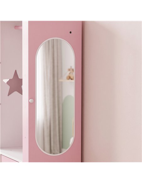 AIYAPLAY Kids Wardrobe with Lighted Mirror, Clothes Rail, Jewelry Cabinet, Shelves, Storage Boxes for Bedroom, Nursery, Pink - pic 212253 | FastDaddyshop