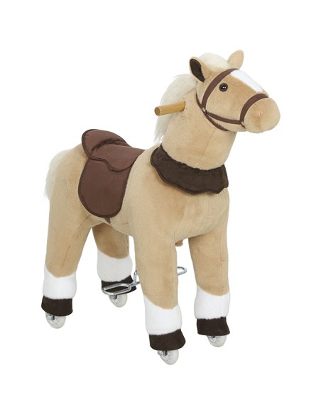 AIYAPLAY Rocking Horse, Plush Ride On Horse with Rolling Wheels & Saddle, Ride On Pony Toy for Kids 3-5 Years, Up to 25kg, Brown - pic 212254 | FastDaddyshop
