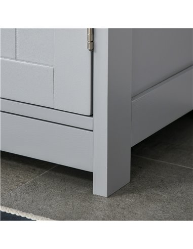 Kleankin 60x60cm Under-Sink Storage Cabinet w/ Adjustable Shelf Handles Drain Hole Bathroom Cabinet Space Saver Organizer Grey