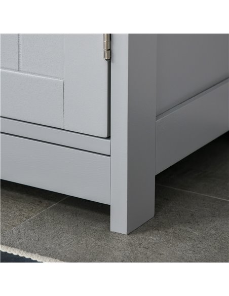 Kleankin 60x60cm Under-Sink Storage Cabinet w/ Adjustable Shelf Handles Drain Hole Bathroom Cabinet Space Saver Organizer Grey - pic 21227 | FastDaddyshop