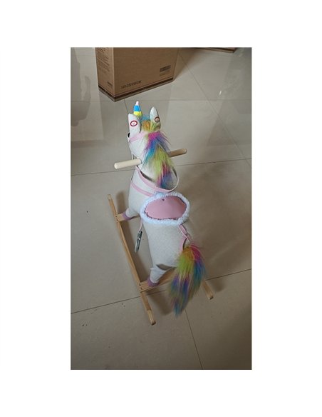 AIYAPLAY Rocking Horse, Unicorn Ride on Horse with Sounds and Stable Wooden Base for 1-3 Years, Cream White - pic 212270 | FastDaddyshop