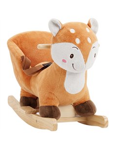AIYAPLAY Rocking Horse, Ride on Horse Deer Design with Sounds, Security Belt, Rocking Stopper, for Toddlers 1-3 Years, Brown