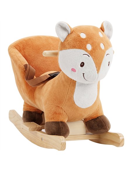 AIYAPLAY Rocking Horse, Ride on Horse Deer Design with Sounds, Security Belt, Rocking Stopper, for Toddlers 1-3 Years, Brown - pic 212272 | FastDaddyshop