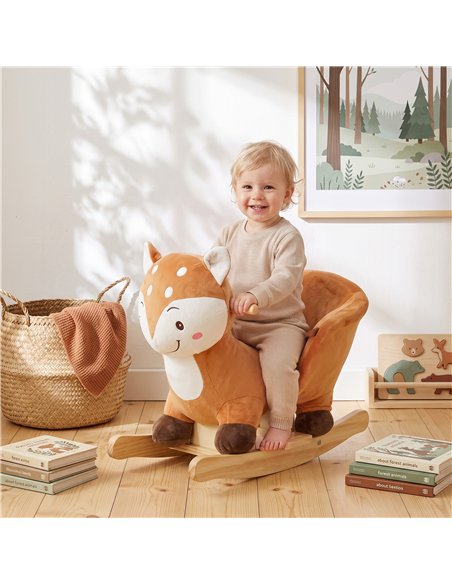 AIYAPLAY Rocking Horse, Ride on Horse Deer Design with Sounds, Security Belt, Rocking Stopper, for Toddlers 1-3 Years, Brown - pic 212273 | FastDaddyshop