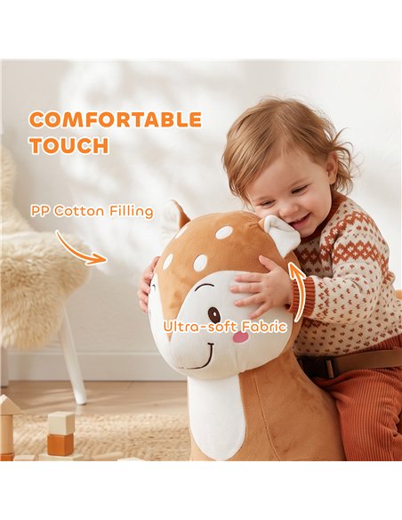AIYAPLAY Rocking Horse, Ride on Horse Deer Design with Sounds, Security Belt, Rocking Stopper, for Toddlers 1-3 Years, Brown - pic 212277 | FastDaddyshop