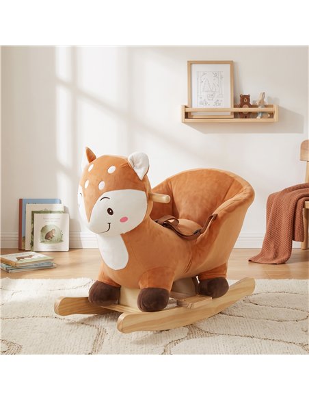 AIYAPLAY Rocking Horse, Ride on Horse Deer Design with Sounds, Security Belt, Rocking Stopper, for Toddlers 1-3 Years, Brown - pic 212279 | FastDaddyshop