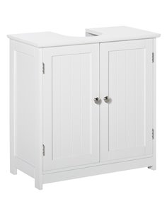 Kleankin Under-Sink Storage Cabinet with Adjustable Shelf, Drain Hole, White