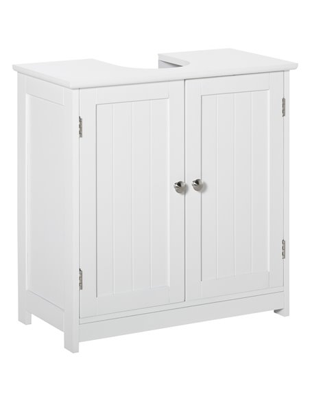 Kleankin Under-Sink Storage Cabinet with Adjustable Shelf, Drain Hole, White - pic 21228 | FastDaddyshop