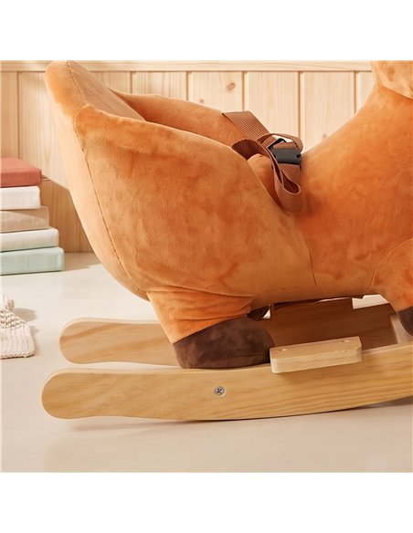 AIYAPLAY Rocking Horse, Ride on Horse Deer Design with Sounds, Security Belt, Rocking Stopper, for Toddlers 1-3 Years, Brown - pic 212280 | FastDaddyshop